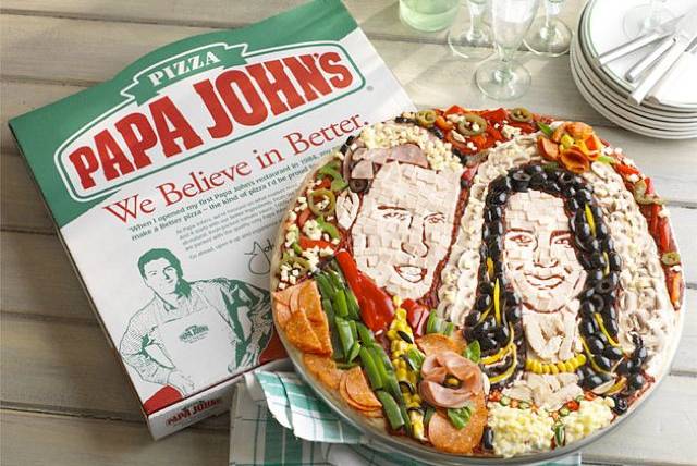 The Royal PizzaNever one to turn away from a good PR move, the pizza chain Papa John's has said "I Dough" to the couple by creating an over-the-top pizza portrait of the duo. Sadly it isn't available for retail sale, but it is available to a lucky Brit who e-mails the company. We hope the winner gets it vacuum-sealed and framed.
